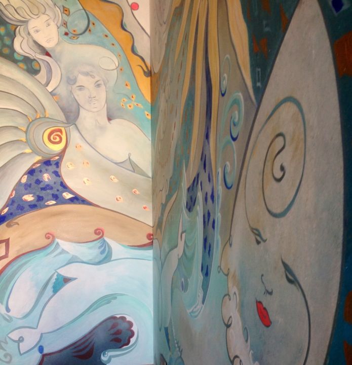 Detail d'un mural:"Les Dieux du Surf"